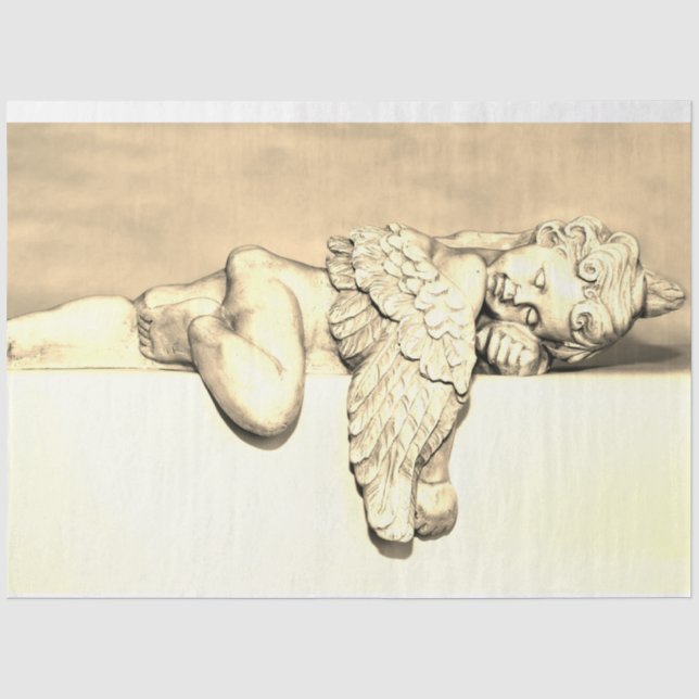 Papier Mousseline Découpage de couchage Angel Gardien 20x30 Sepia (Recto)