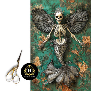 Papier Mousseline Découpage de crâne de sirène squelette vampire got