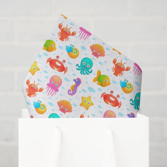 Papier Mousseline Découpage de créatures marines (Sac cadeau)