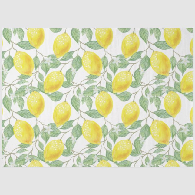 Papier Mousseline Découpage de cuisine aux citrons d'aquarelle (Recto)