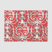 Découpage de Damas noir blanc rouge Vintage