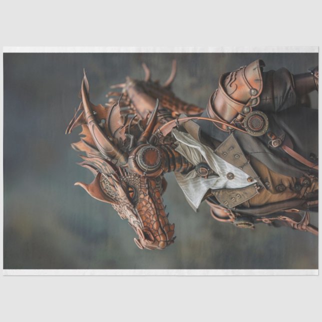 Papier Mousseline Découpage de dragon de cuivre vapeur (Recto)