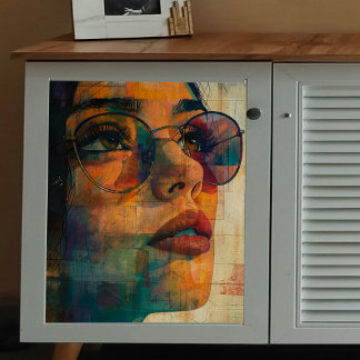 Papier Mousseline Découpage de femme avec lunettes de soleil