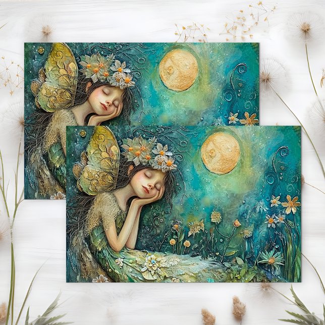 PAPIER MOUSSELINE DÉCOUPAGE DE FILLES DE LA FOIRE LUMINEUSE (MOONLIGHT FAIRY GIRL DECOUPAGE TISSUE PAPER)