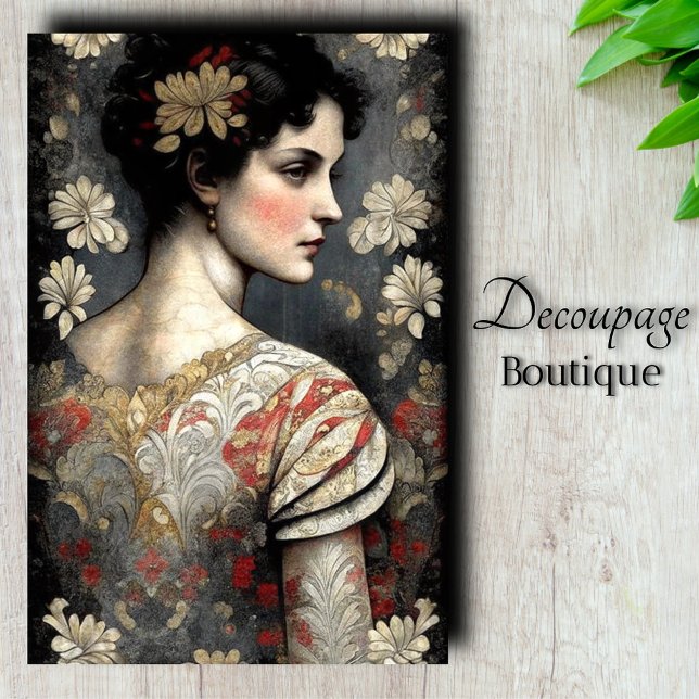 Papier Mousseline Découpage de grâce dorée (Gilded Grace Decoupage Tissue Paper)