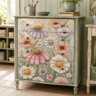 Papier Mousseline Découpage de jardin de fleurs sauvages pastel vint