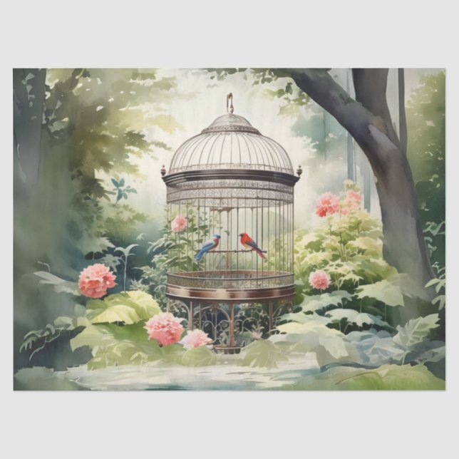 Papier Mousseline Découpage de la cage d'oiseaux victorienne (Recto)