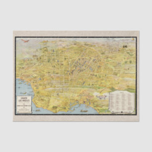 Papier Mousseline Découpage de la carte restaurée de Los Angeles v