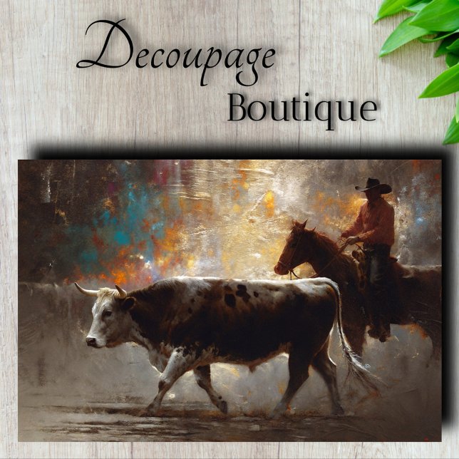 Papier Mousseline Découpage de la conduite de bétail (Cattle Drive Decoupage Tissue Paper)