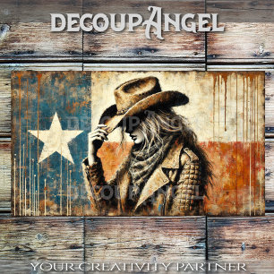 Papier Mousseline Découpage de la cowgirl de Texas Pride