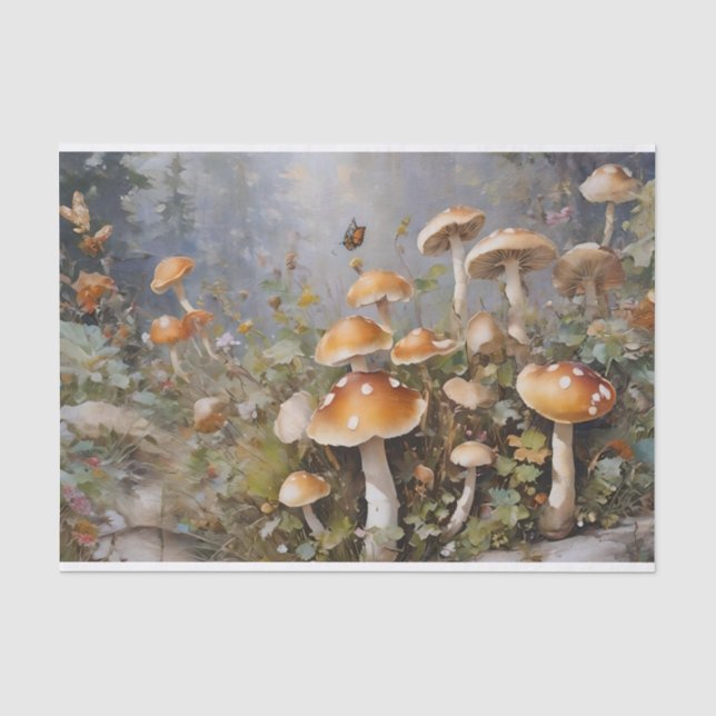 Papier Mousseline Découpage de la forêt de champignons enchantés (Recto)