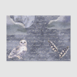 Papier Mousseline Découpage de la lune, de la chouette et de la plum