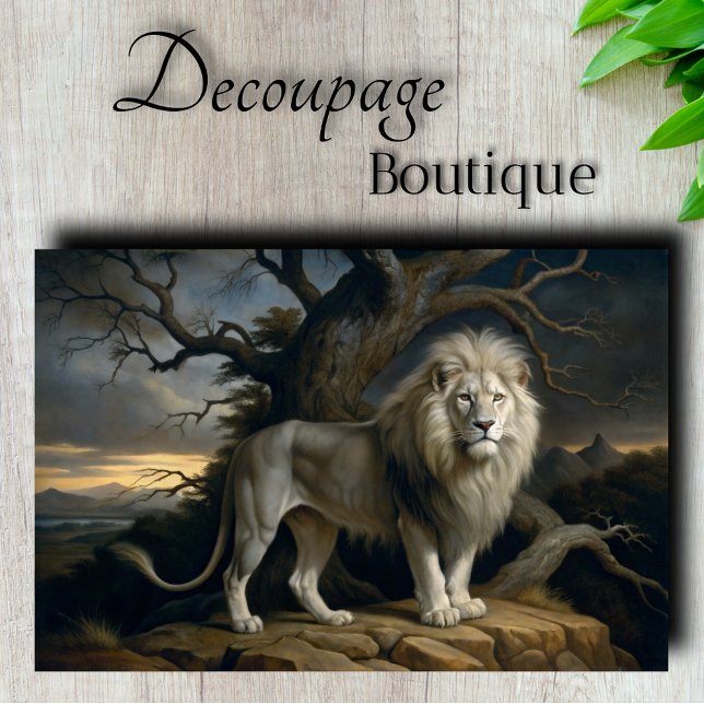 Papier Mousseline Découpage de la Majesté du lion blanc (White Lion Majesty Decoupage Tissue Paper)