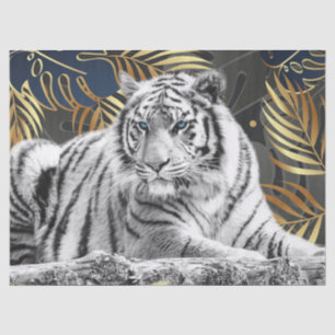 Papier Mousseline Découpage de la paume tropicale du tigre blanc du
