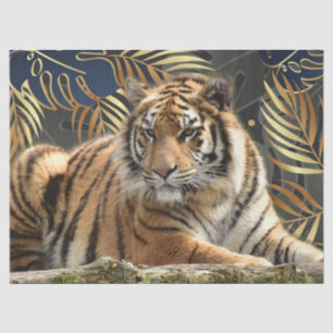 Papier Mousseline Découpage de la paume tropicale du tigre du Bengal