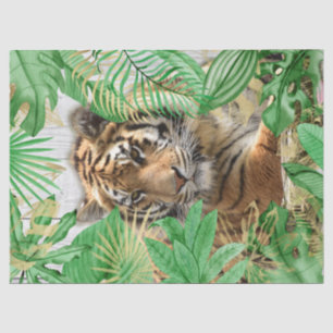 Papier Mousseline Découpage de la paume tropicale du tigre du Bengal