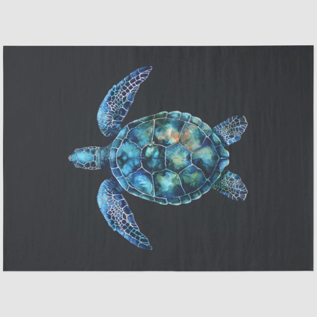 Papier Mousseline Découpage de la tortue bleue (Recto)
