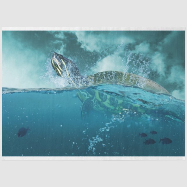 Papier Mousseline Découpage de la tortue de mer (Recto)