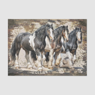 Papier Mousseline Découpage de l'aquarelle du cheval Tzigane Vanner