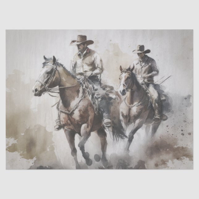 Papier Mousseline Découpage de l'aquarelle occidentale Cowboy (Recto)