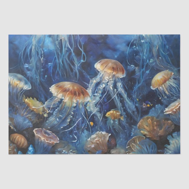 Papier Mousseline Découpage de l'art pétrolier Jellyfish (Recto)
