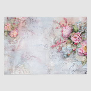 Papier Mousseline Découpage de l'Ephémère botanique des Roses roses 
