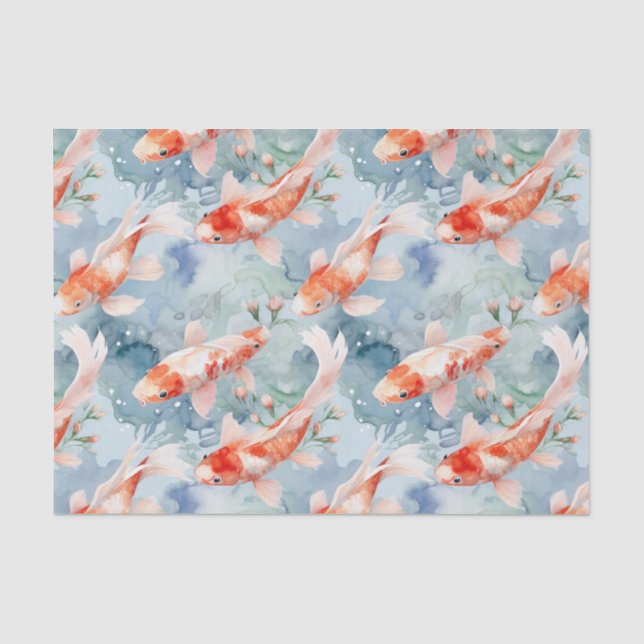 Papier Mousseline Découpage de l'étang de poisson Koi brillant (Recto)