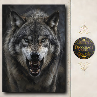 Papier Mousseline Découpage de Loup Gris Féroce