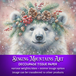 Papier Mousseline Découpage de l'ours polaire à couronne blanche d'h