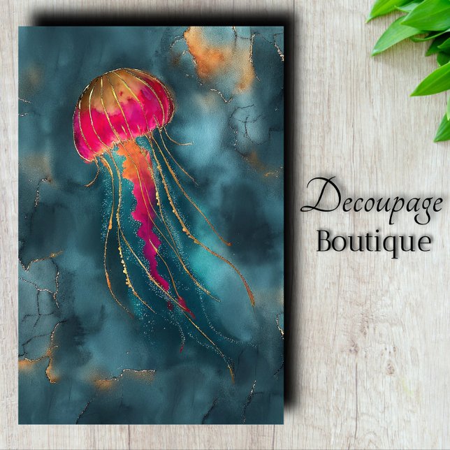 Papier Mousseline Découpage de méduse dorée (Gilded Jellyfish Decoupage Tissue Paper)
