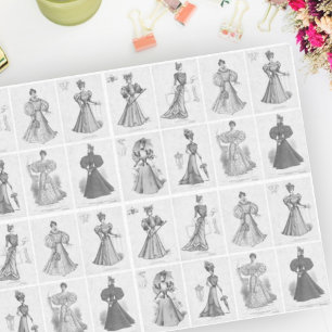 Papier Mousseline Découpage de mode Victorienne Dames Noir et Blanc