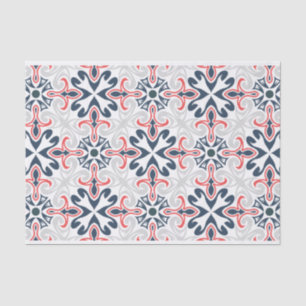 Papier Mousseline Découpage de motif géométrique rouge et bleu marin