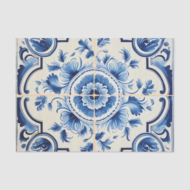 Papier Mousseline Découpage de motif portugais mignon (Recto)