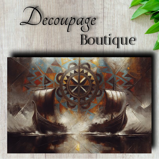 Papier Mousseline Découpage de navigation de boussole viking (viking Compass Navigation Decoupage Tissue Paper)