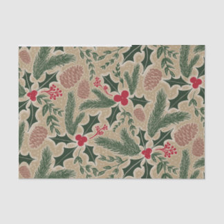 Papier Mousseline Découpage de Noël À feuillage persistant Holly et 