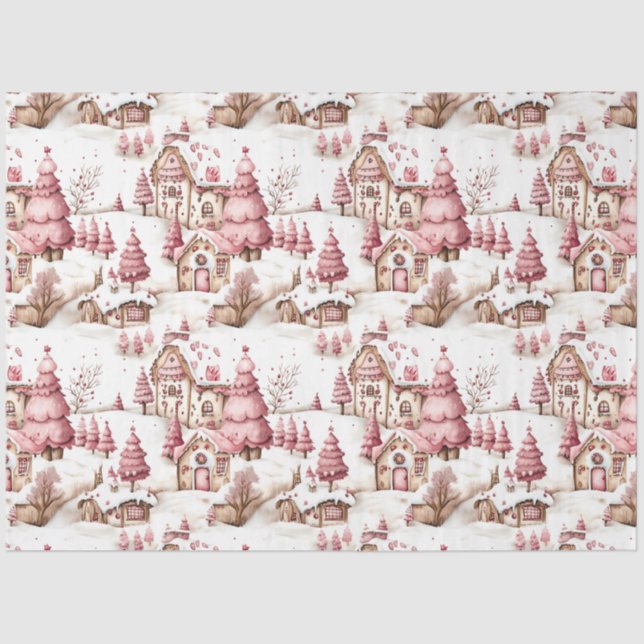 Papier Mousseline Découpage de Noël blanc rose mignon (Recto)