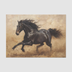 Papier Mousseline Découpage de peinture à l'huile de cheval noir