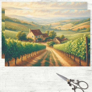 Papier Mousseline Découpage de peinture à l'huile de vignoble frança