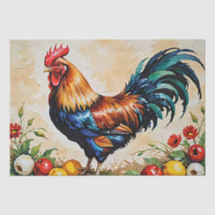Papier Mousseline Découpage de peinture acrylique de coq
