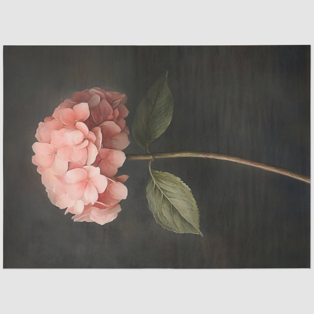 Papier Mousseline Découpage de peinture botanique d'Hydrangée rose (Recto)