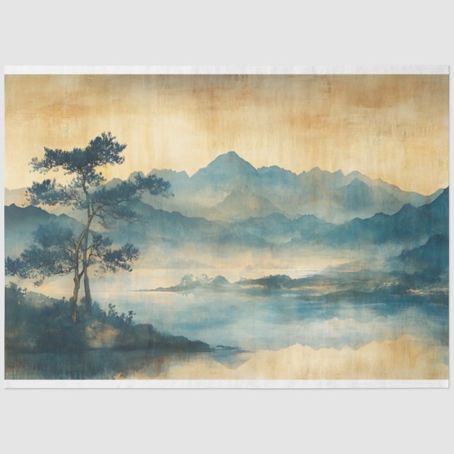 Papier Mousseline Découpage de peinture paysagère chinoise (Recto)