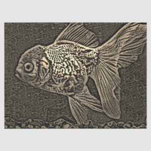 Papier Mousseline Découpage de poisson artistique Sepia Tissu Papier