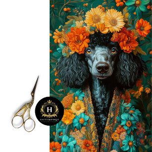 Papier Mousseline Découpage de portrait de caniche noir coloré