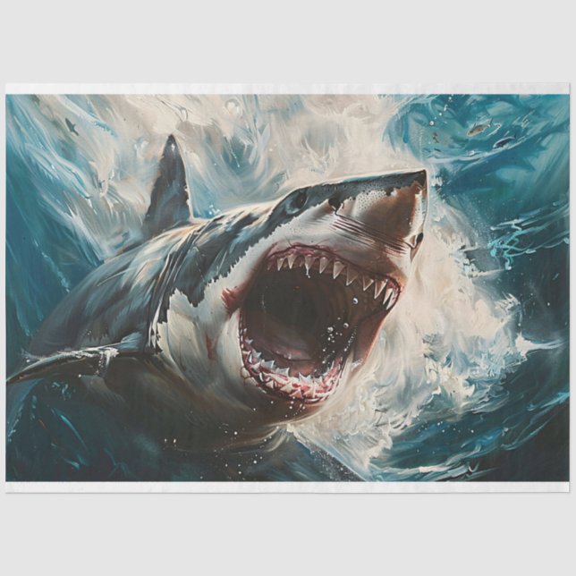 Papier Mousseline Découpage de requins féroces (Recto)