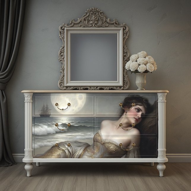 Papier Mousseline Découpage de sirène de bord d'or (Golden Shoreline Mermaid Decoupage Tissue Paper)