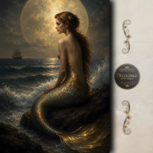 Découpage de sirène du port au clair de lune