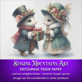 Papier Mousseline Découpage de souris de Noël victorienne festive en