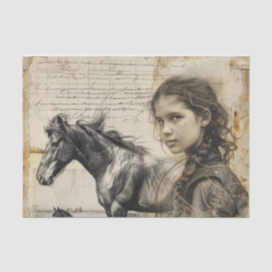 Papier Mousseline Découpage de style occidental pour cheval et fille