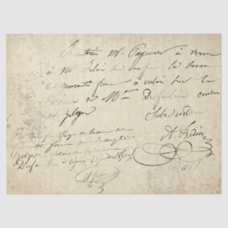 Papier Mousseline Découpage de texte bloqué Vintage de script frança