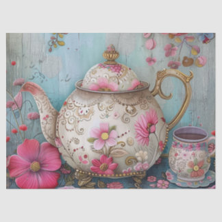 Papier Mousseline Découpage de théière Floral